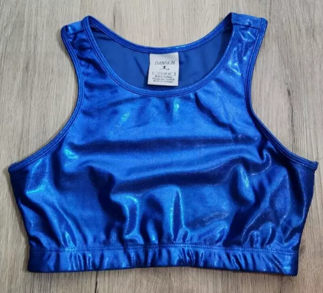 Danskin Girls Size YJ/J (14-16) XL Royal Blue Gymnastics Basics Bra Top NWOT