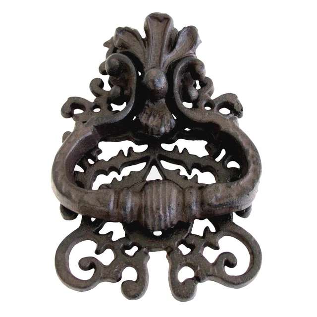 LLAMADOR DE PUERTA ARQUITECTÓNICO ornamentado por el país francés en mal estado chic pergamino llamador de puerta