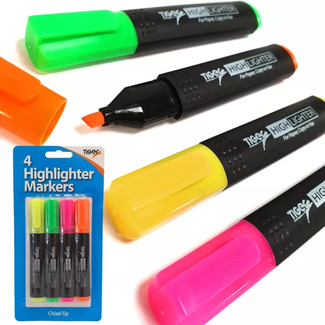 Pack of 10 Highlighter Pens Classic Colour Neon Fluorescent Marker  Highlighters