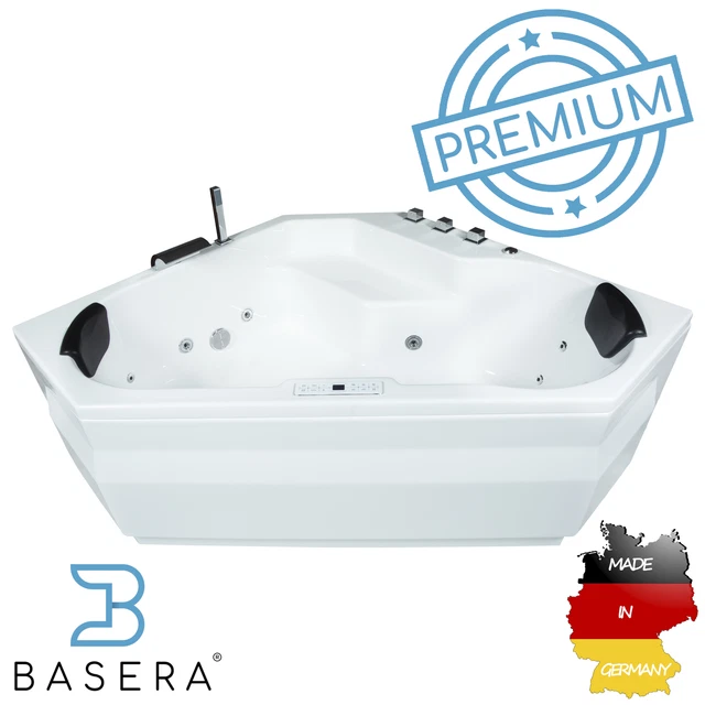 Bañera de hidromasaje de esquina interior Basera® PREMIUM Capri 145 x 145 cm con 24 masas...