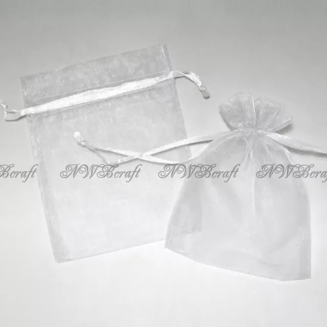 White Organza Gift Favour Bags Wedding Jewellery Drawstring Pouches