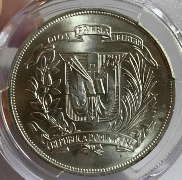 Dominican Republic 1974 Silver Peso Caribbean Games PCGS MS-67