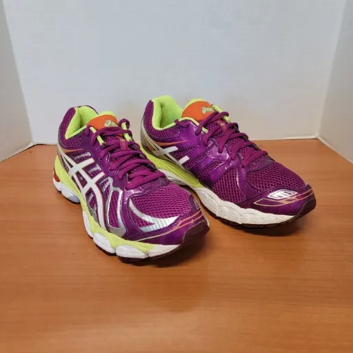 Asics Gel Nimbus 15 Running Shoes Womens Size 7 Trainers C326N Purple Yellow