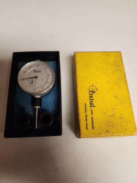 U6 Vintage Central Tool Company #260-A 1" Range Dial Test Indicator w Orig Box