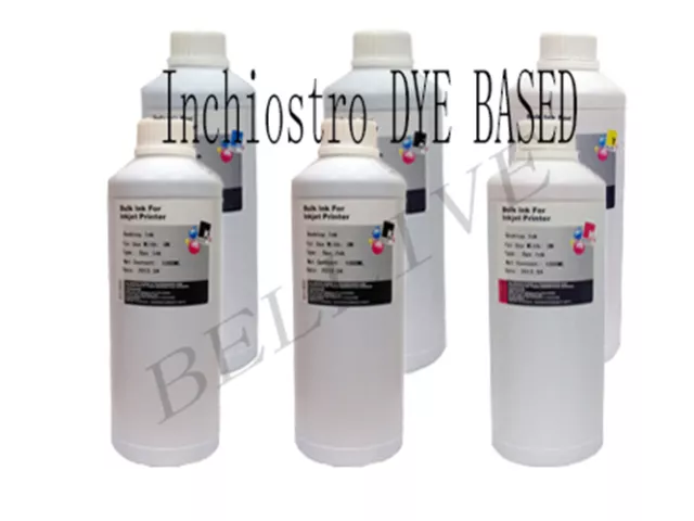 KIT 6 da 1 Litro inchiostro Colori Ricarica Cartucce per Brother Cano Epson HP