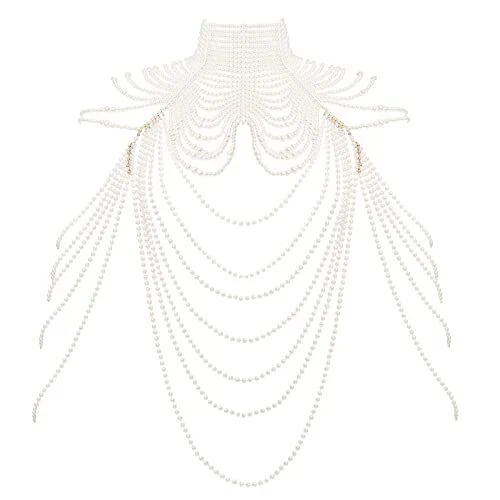 BELLULULU Women's Pearl Body Chain Bra Sexy Bikini Body Chain-shoulder Neckla...