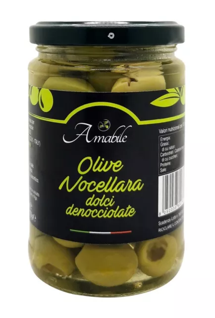 Olive verdi Nocellara dolci denocciolate in salamoia vaso 570gr