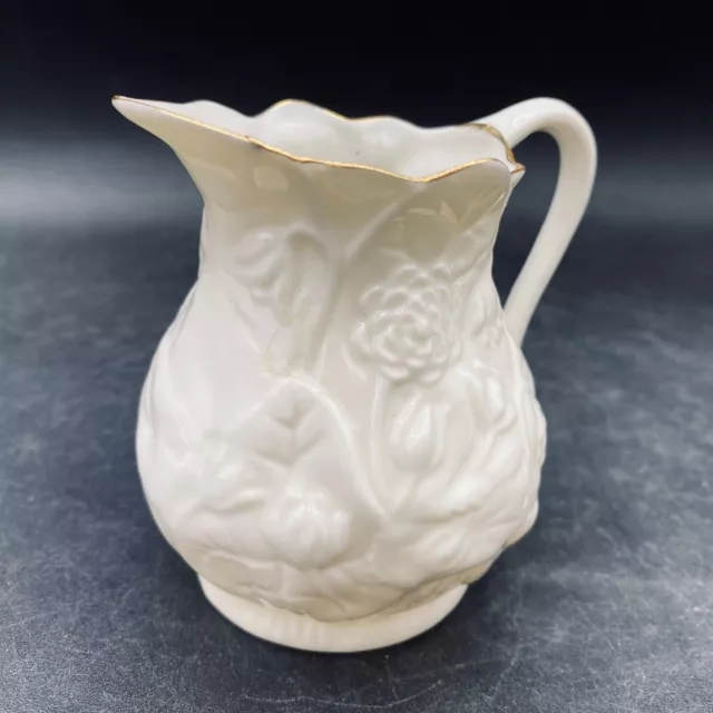 BELLEEK Irish Pottery Milk Cream Jug Country Fermanagh Ireland Gilt Edging