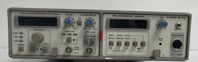 Hameg HM8001 Main Frame + HM 8030.5 Function Generator + HM 8014 Millie Ohm Mete