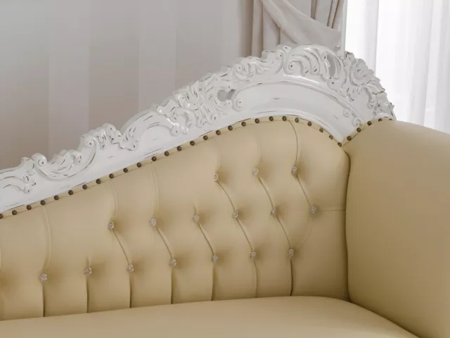 Récamiere Alejandra Shabby Chic Stil Chaiselongue Zweisitzer-Sofa antik weiß ... 3