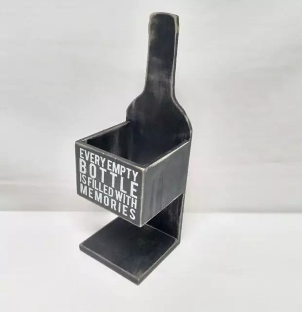 Primitives By Kathy Wine Bottle Holder Wood Black Graphic Text Decor