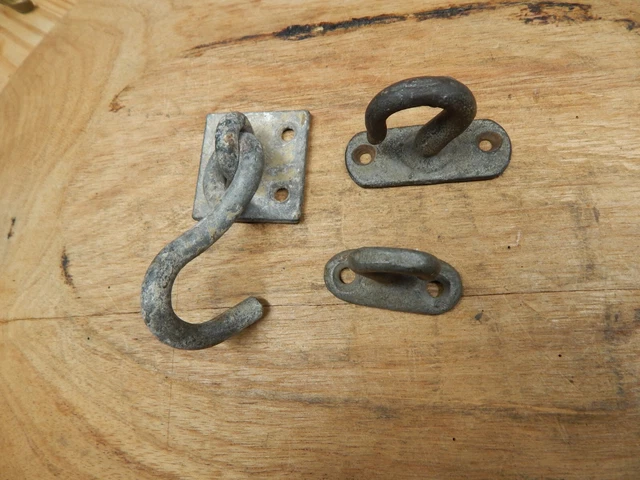3 Old Plant Ceiling Mount Hooks Porch Hangers Galvanized 2 Stationary 1 Swivel 17