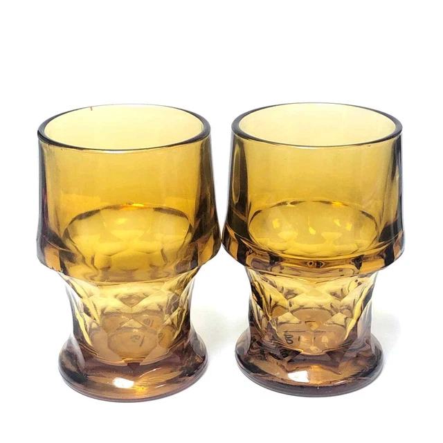 Vintage Georgian Pattern Yellow Amber Drinking Glasses Boho Glass Tumblers