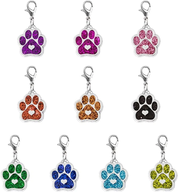 Milisten 10 Stück Katze Hund Pfote Emaille Charms Anhänger Mit Karabiner Schlüss