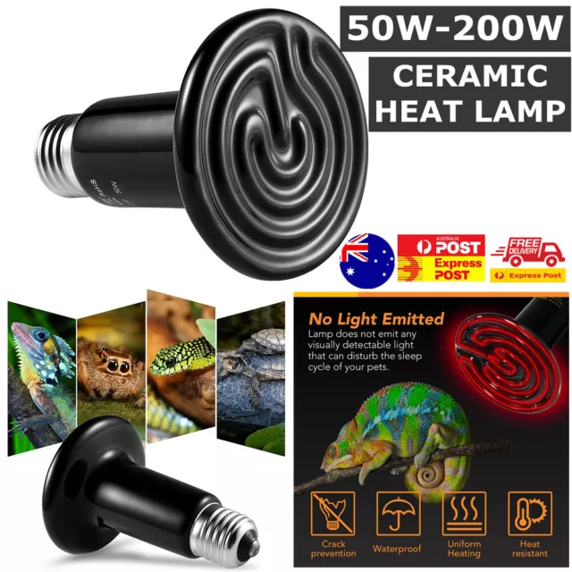 50-200W Ceramic Infrared Light Heat Emitter Lamp Reptile Brooder Incubator Bulb