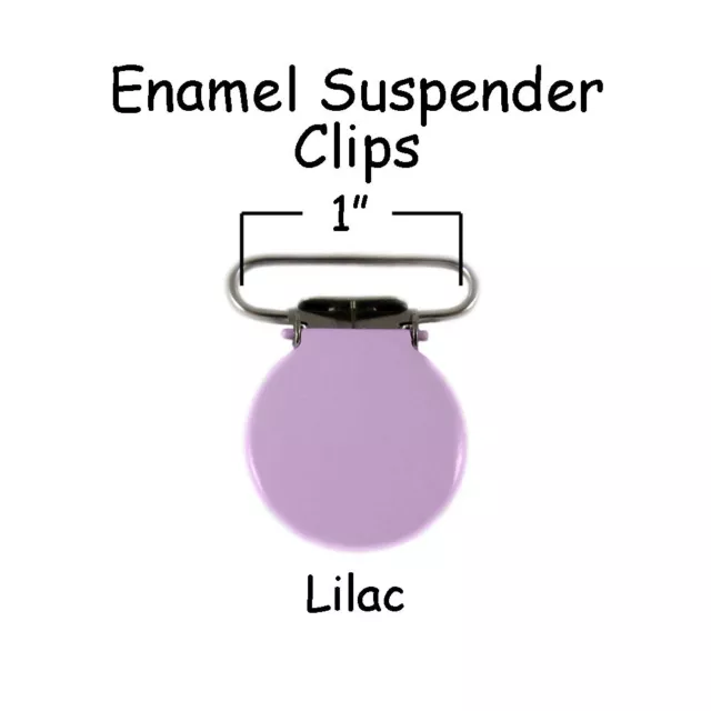 Suspender Pacifier Holder Clips Round Face 1" Lilac Enamel - FREE SHIPPING
