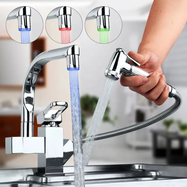 UK LED Bathroom/Kitchen Basin Mixer Tap Swivel Single Lever Deck Mount Faucet