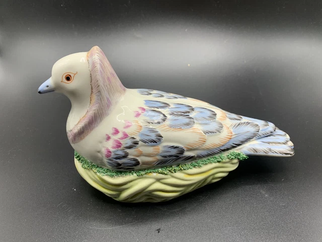 Rare! Vintage Majolica Bird On Nest Dove Soup Tureen Italy Serving Dish W/ Lid