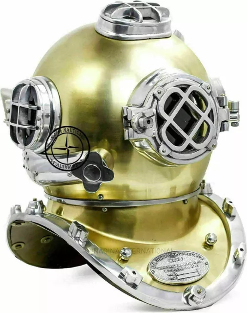 18" Nautical Brass Finish Maritime Scuba US Navy Mark IV Diving Divers Helmet