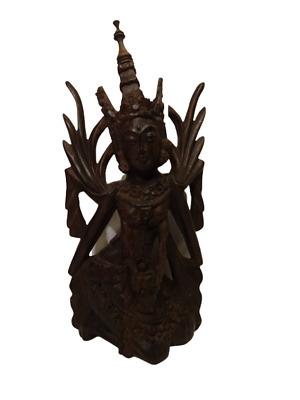 Antique Carved Wooden Buddha Thailand Detailed Ebeny Indonasia Bali Balinese 2