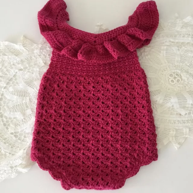 Romper 0-3 mths, Baby Girl Crochet Handmade Summer Outfit