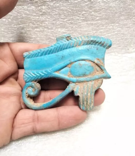 Rare Ancient Egyptian Antique Large Faience Eye Of Horus Amulet 2