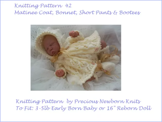 Premature Baby Knitting Pattern 42 Girls Or Reborn Dolls Precious Newborn Knits 3