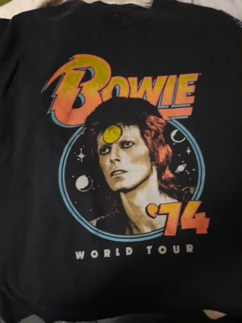 David Bowie 73 World Tour Retro T Shirt XL Black Short Sleeve 2020