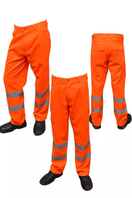 Hi Viz Orange Trouser Black Yellow Navy Work wear Cargo Railway Highway trouser 3