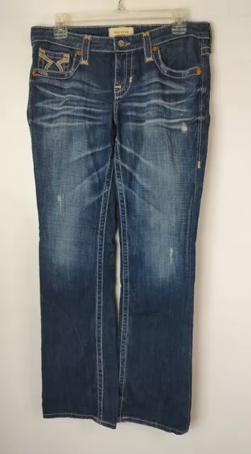 Big Star Liv Boot Cut Bootcut Stretch Jeans Womens Size 28R Low Rise 31x32