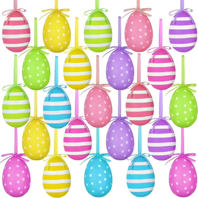 Easter Decorations Egg Tree Ornaments, 24 Pcs Mini Eggs Ornaments for Small Tree