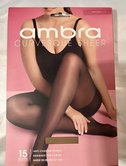 Ambra Finest Curvesque PANTYHOSE Plus Size 2  Natural Sheer Tights/Stockings