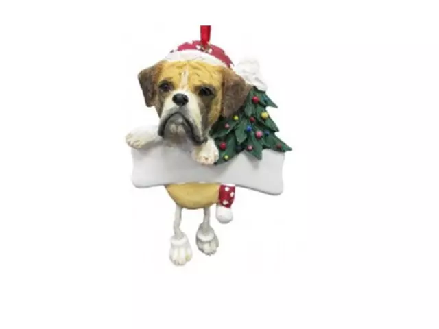 Boxer, Fawn uncropped ears Dangling Legs Ornament *PERSONALIZED FREE*