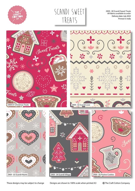 Scandi Dolce Ossequi Natale Fat Quarter Pacchetto Di 5 Imbottitura Tessuti
