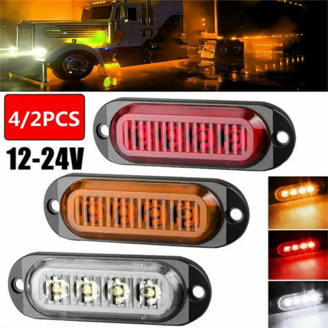 LED Clearance Lights Side Marker Lamps White Amber Red Trailer Truck RV 12V-24V