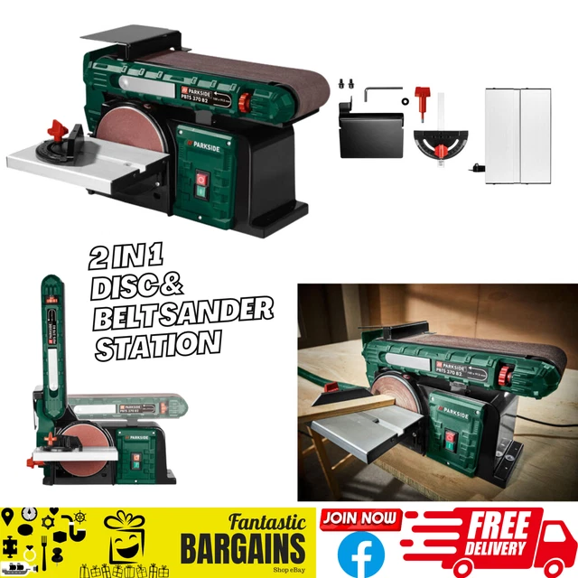 PARKSIDE BELT & Disc Sander PBTS 370 B1 Adjustable Sanding belt Ø 150mm