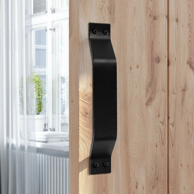 9" Rustic Sliding Barn Gate Door Handle Pull Hardware Set Cast Iron Matte Black 2