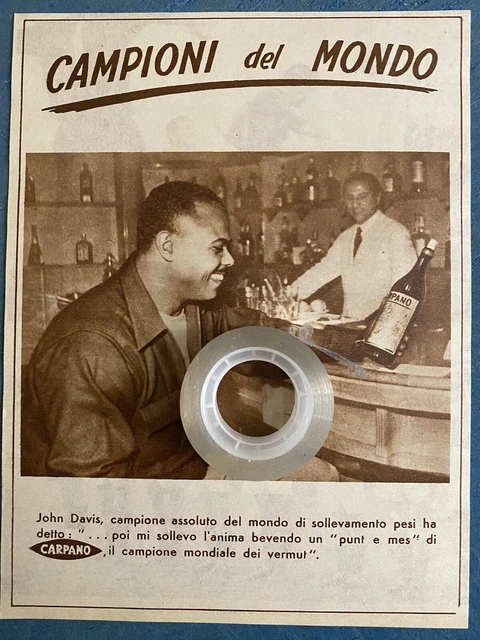 Rarissima Pubblicità CARPANO-JOHN DAVIS del 1951
