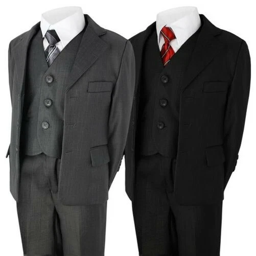 Ragazzi 5 Pezzi Abito Matrimonio Festa Pantaloni Giacca Camicia Gilet Tie 6MTH