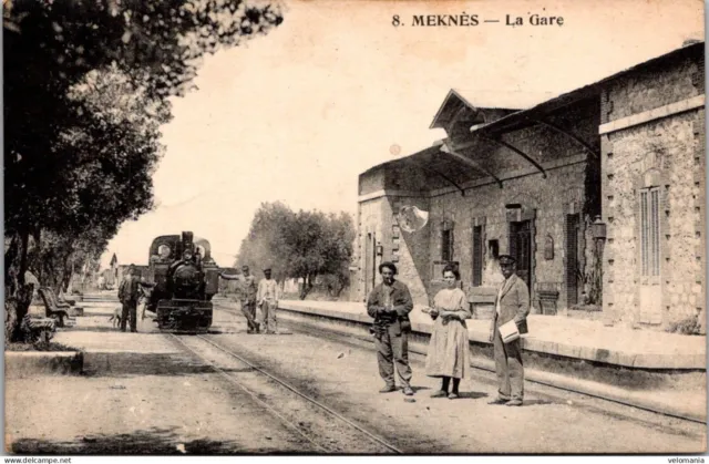 S14491 cpa Maroc - Meknès - La Gare " Train "