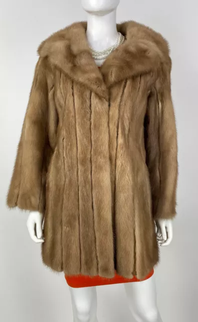DESIGNER 6 US 42 IT M Brown Mink Fur Collar Coat Jacket Vintage $354.61 ...