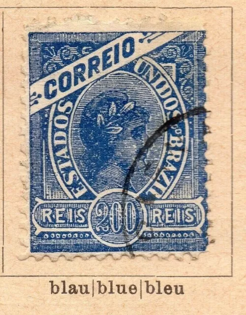 Brazil 1900 Early Issue Fine Used 200r. NW-237474