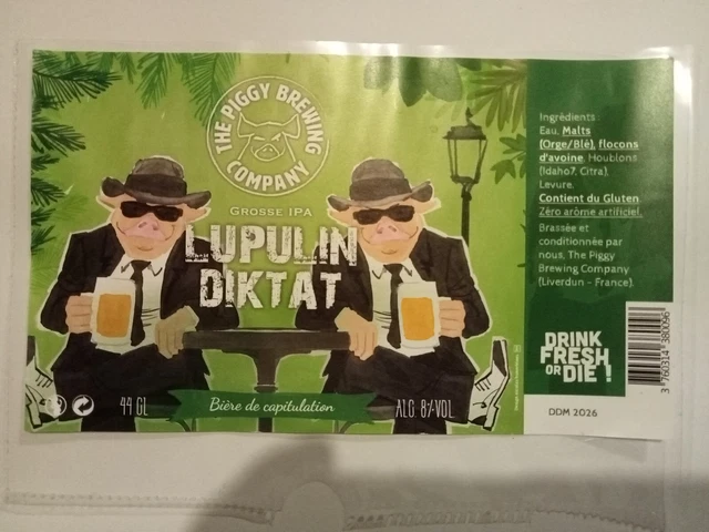 Etiquette de Bière : LUPULIN DIKTAT - The Piggy Brewing Company - 54 France