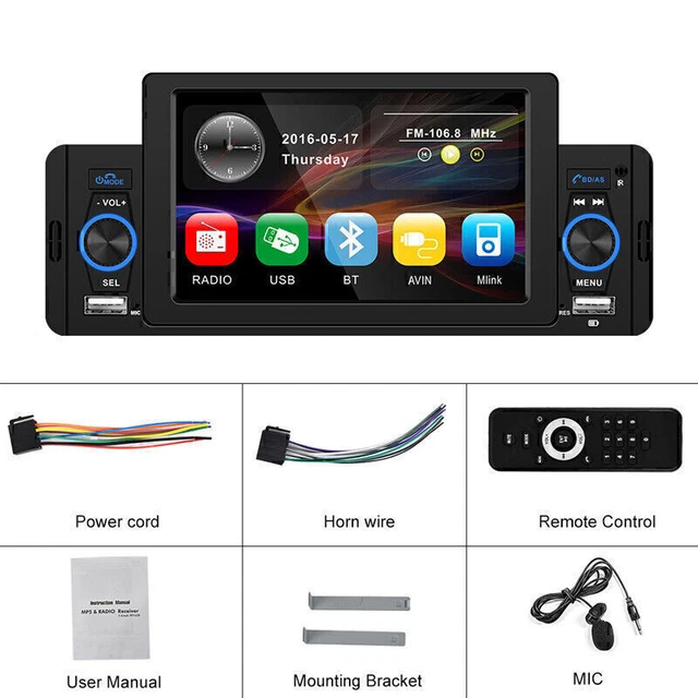 5" Single Din Car Stereo Radio USB AUX TF MP5 Player Mirror Link Dash Unit Kit