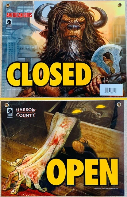 American Gods Harrow County Open Closed Sign Neil Gaiman Cullen Bunn New NM