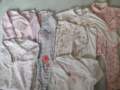 Baby Girls BUNDLE 7 x Sleepsuits Babygrows NEXT Maman Jojo Bebe 12-18-24 months!