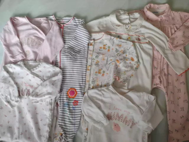 Baby Girls BUNDLE 7 x Sleepsuits Babygrows NEXT Maman Jojo Bebe 12-18-24 months