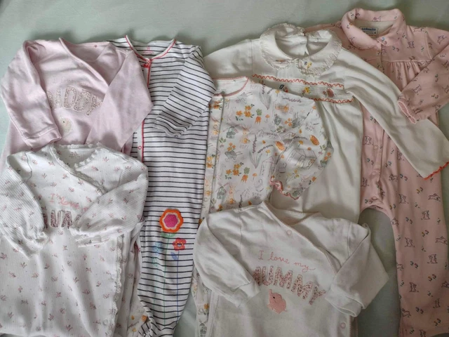 Baby Girls BUNDLE 7 x Sleepsuits Babygrows NEXT Maman Jojo Bebe 12-18-24 months!