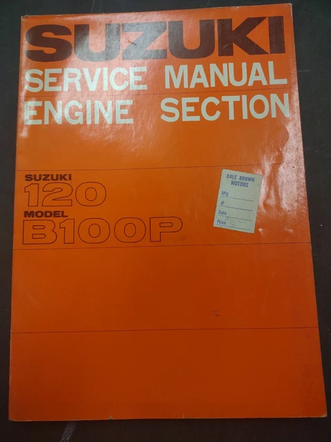 Vintage Suzuki 120 Engine Section Service Manual B100P Motorcycle