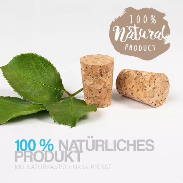 Konische Korken Naturkork Korkstopfen Spitzkorken für Reagenzgläser 25od. 100Stk 2